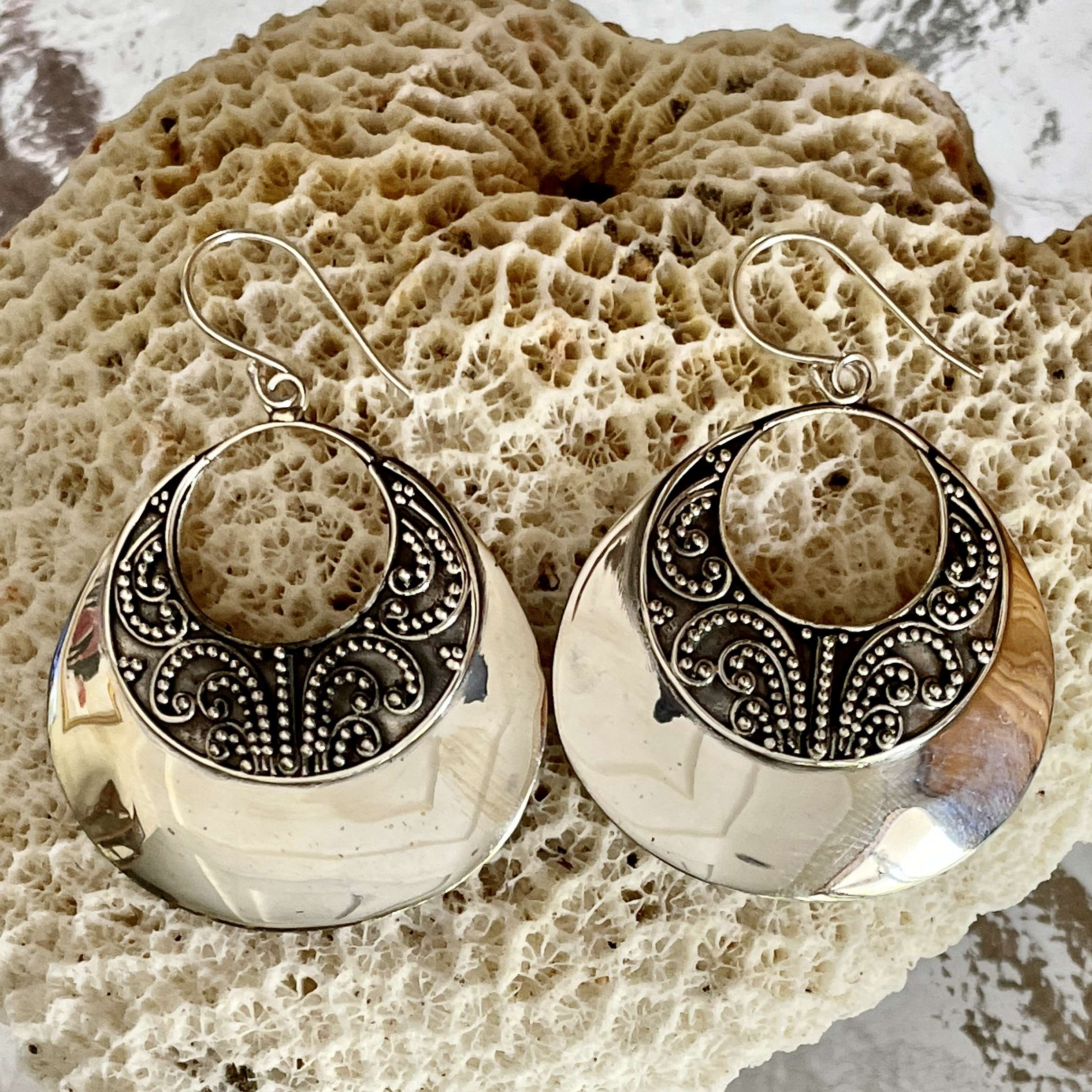 HANDMADE 925 BALI STERLING SILVER FILIGREE EARRINGS